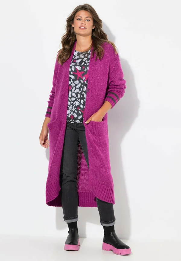 WITH POCKETS AND LONG SLEEVES - Strickjacke - orchid