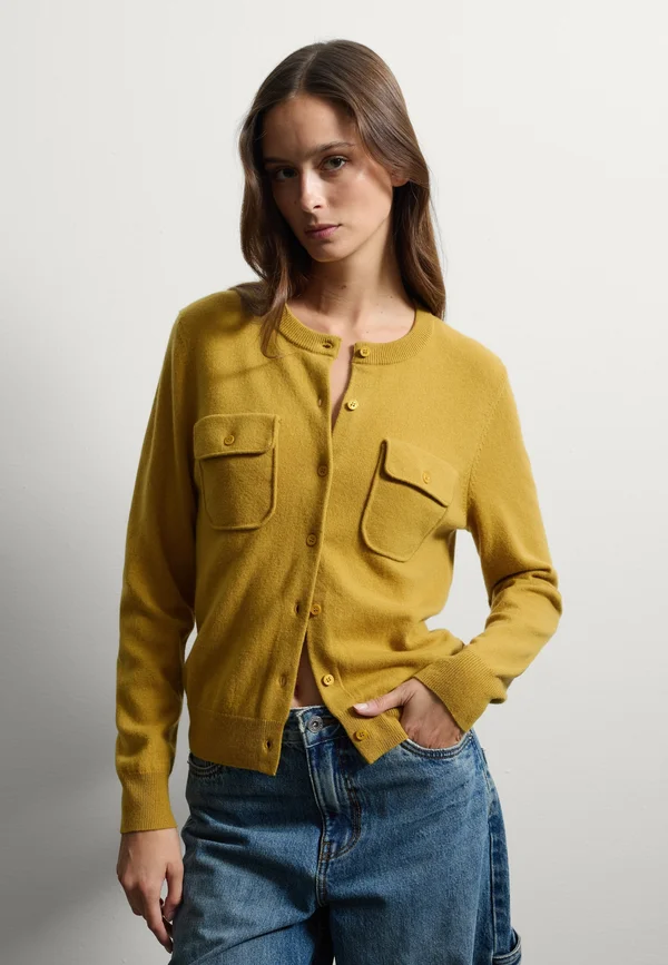 WITH POCKETS - Strickjacke - mustard yellow