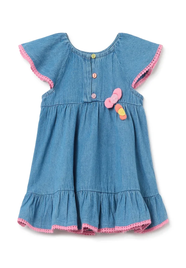WITH RUFFLED SLEEVES AND DETAILS - Jeanskleid - medium wash