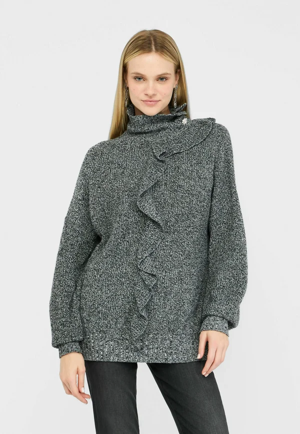 WITH RUFFLES - Strickpullover - grey