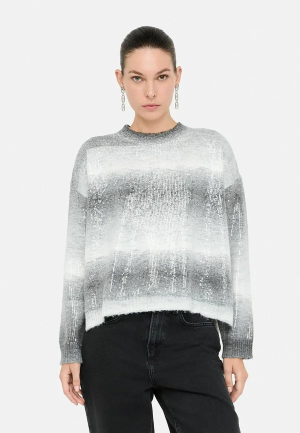 WITH SEQUINS - Strickpullover - light grey