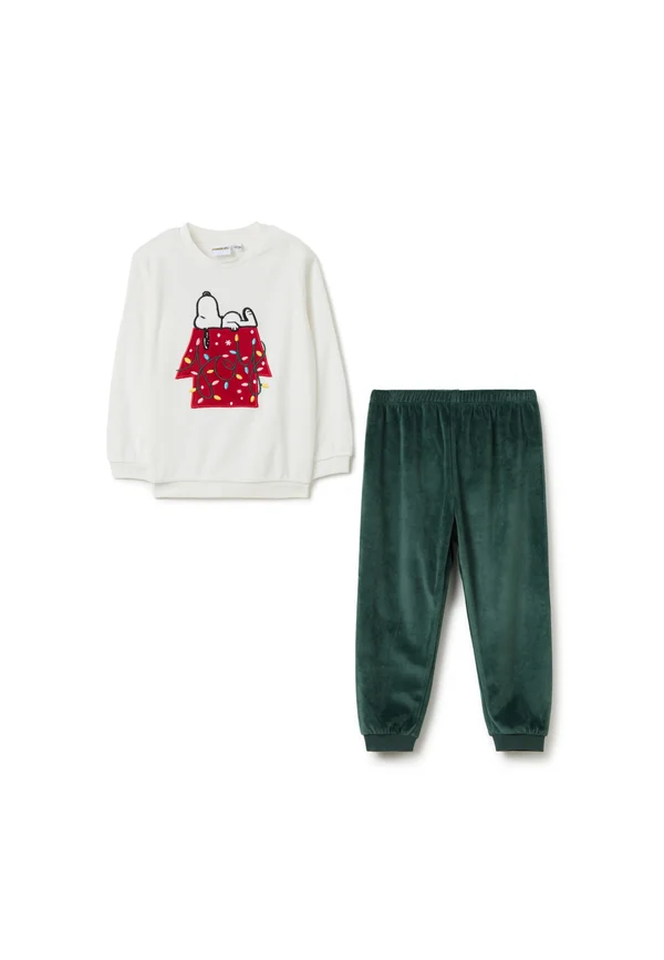 WITH SNOOPY EMBROIDERY SET - Nachtwäsche Set - white green