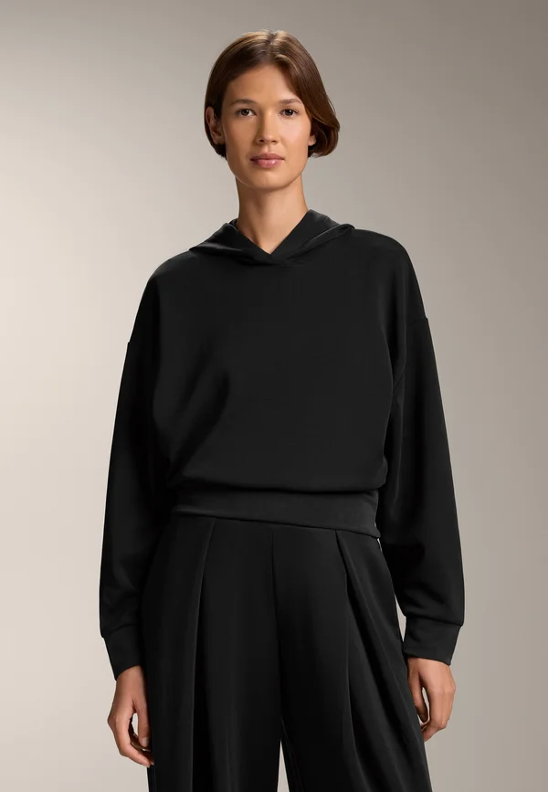 WITH SOFT-TOUCH - Kapuzenpullover - black