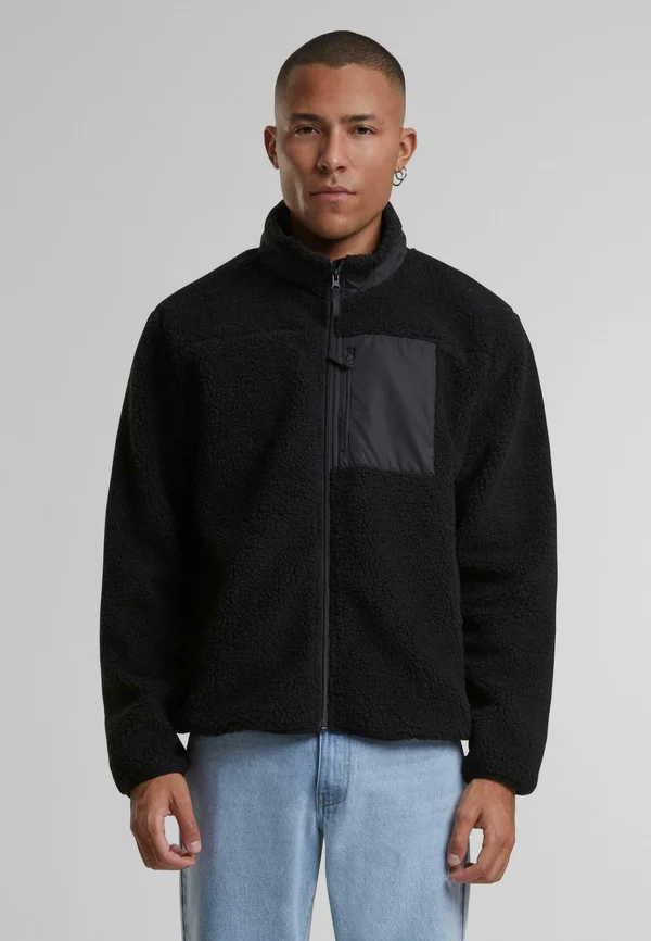 WITH STAND UP COLLAR - Fleecejacke - black