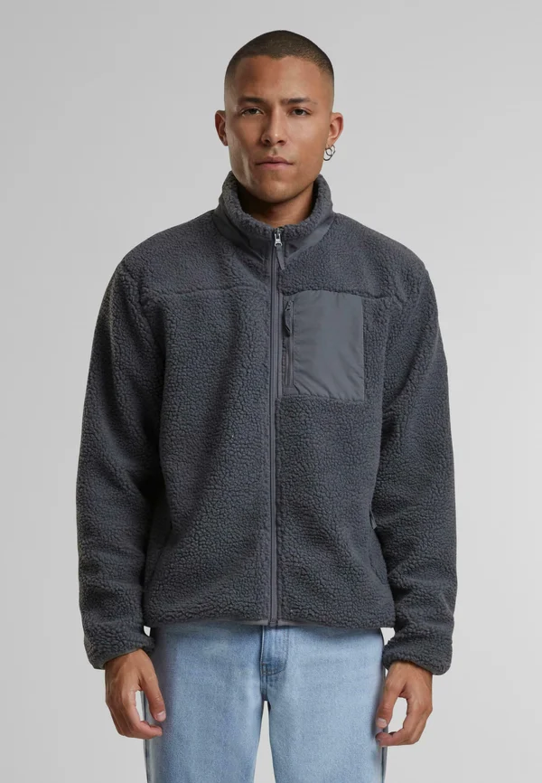 WITH STAND UP COLLAR - Fleecejacke - cloudgrey