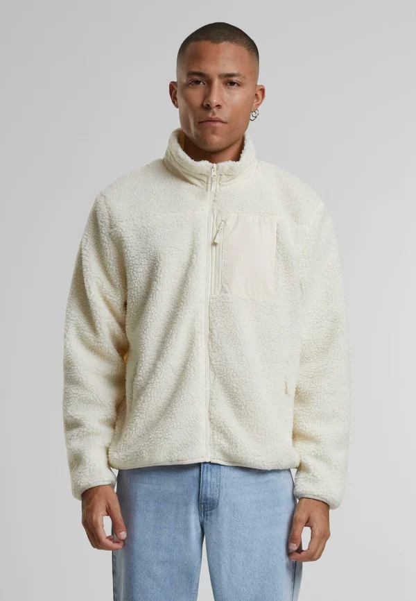 WITH STAND UP COLLAR - Fleecejacke - whitesand