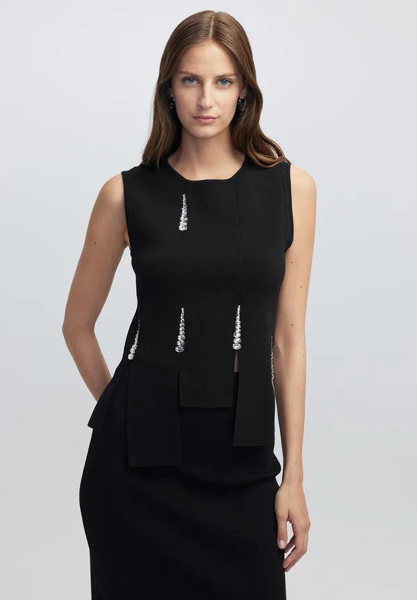 WITH STRASS STONE - Strickpullover - black