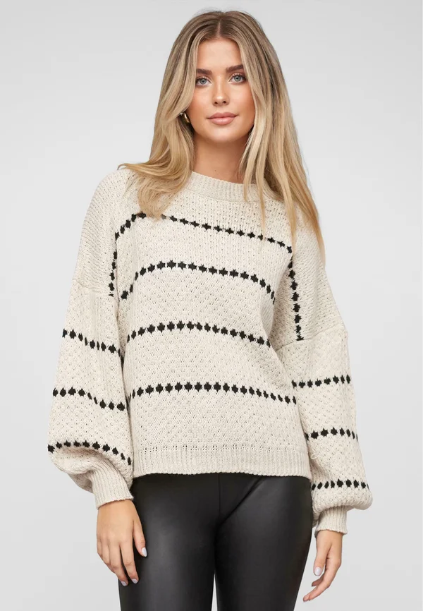 WITH STRIPES - Strickpullover - black beige