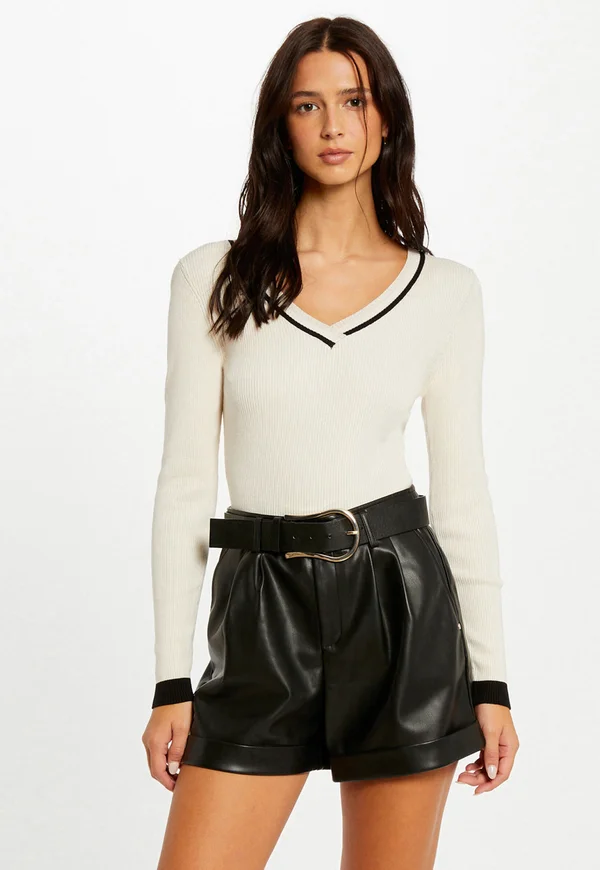 WITH V-NECK - Strickpullover - ivoire