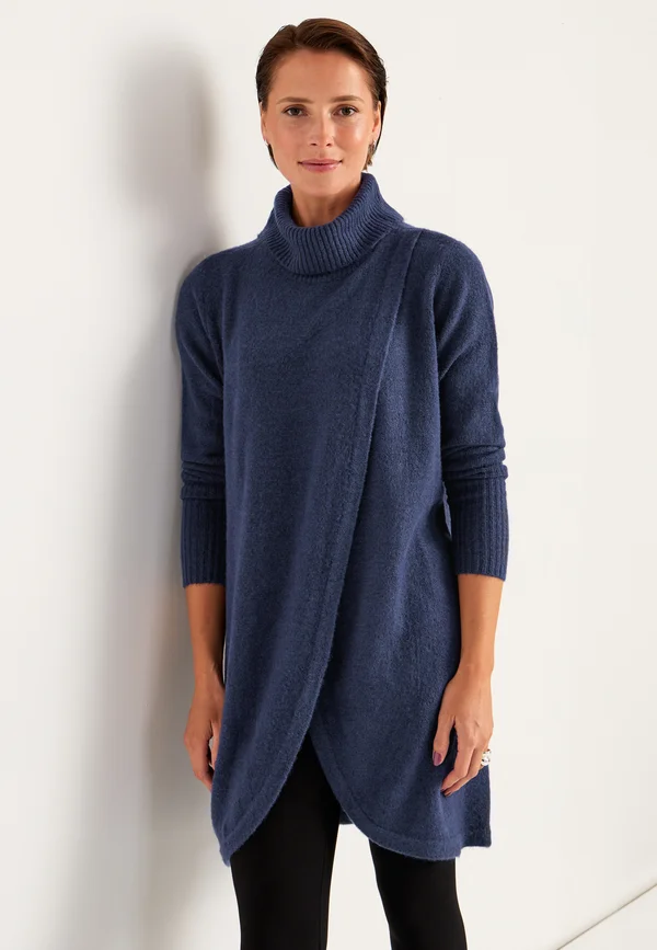 WITH WRAP DETAIL AT FRONT - Strickpullover - blue grey