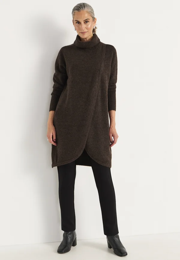 WITH WRAP DETAIL AT FRONT - Strickpullover - brown melange