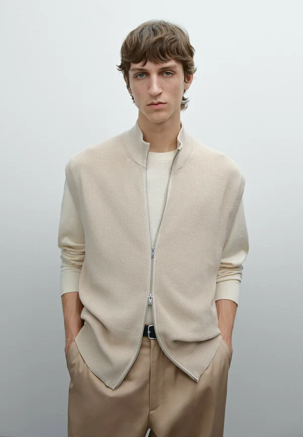 WITH ZIP - Strickjacke - beige