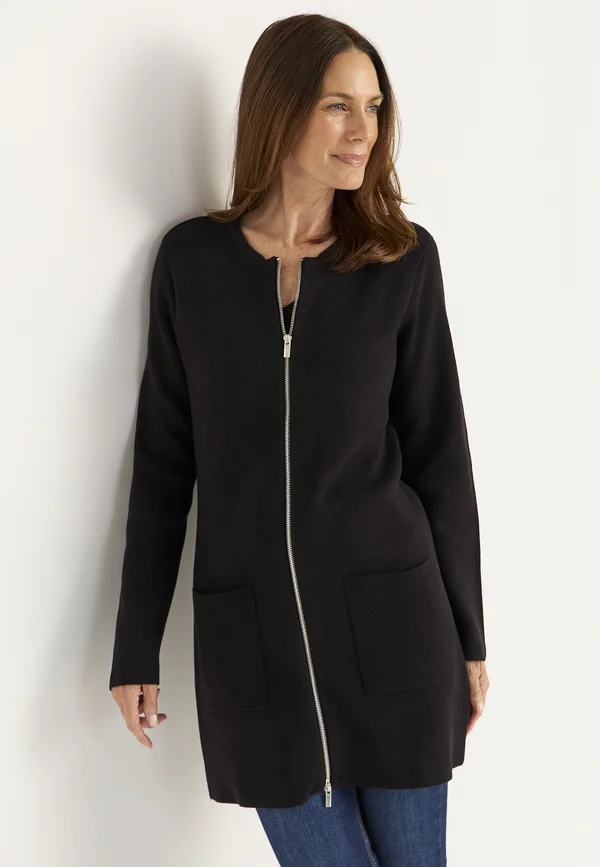 WITH ZIP - Strickjacke - black