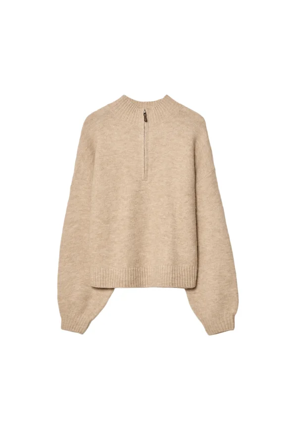 WITH ZIP - Strickpullover - mottled brown