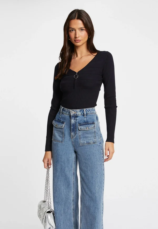 WITH ZIPPED DETAIL - Strickpullover - marine