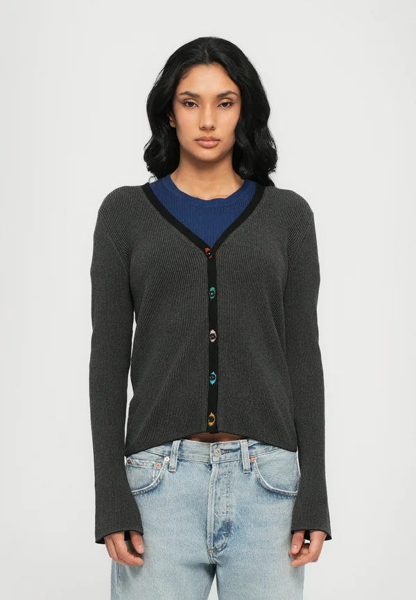 WOMENS CARDIGAN BUTTON THRU - Strickjacke - black