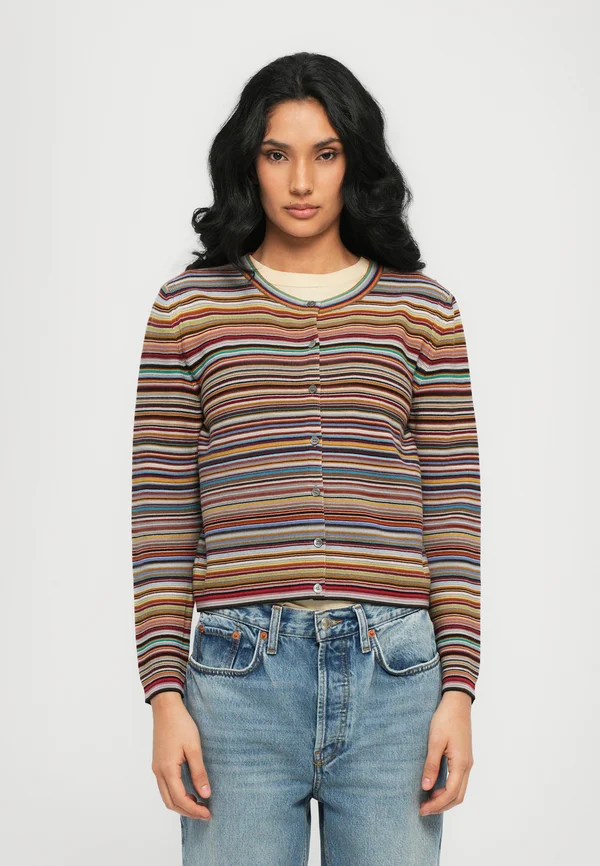 WOMENS KNITTED CARDIGAN BUTTON THRU - Strickjacke - multi-coloured