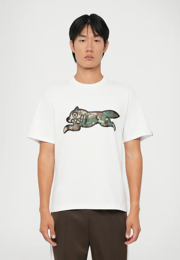 WOODLAND CAMO RUNNING DOG - T-Shirt print - white