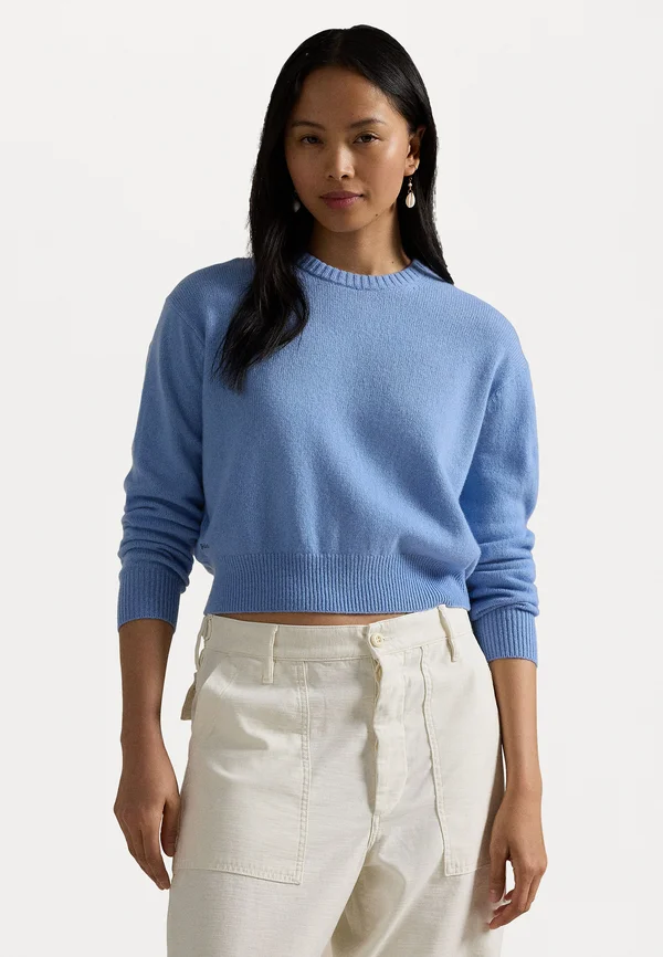 WOOL BLEND CROPPED CREWNECK JUMPER - Strickpullover - new litchfield blue