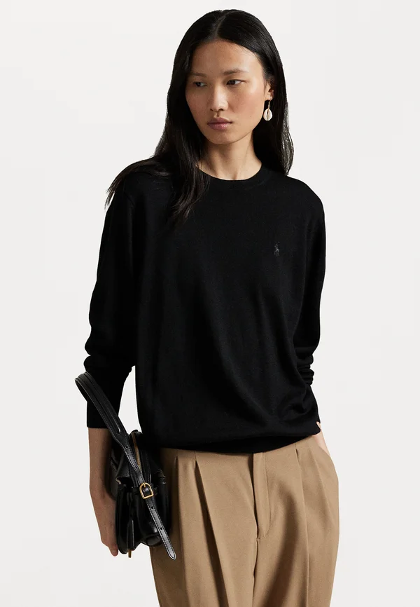 WOOL CREWNECK SWEATER - Strickpullover - polo black