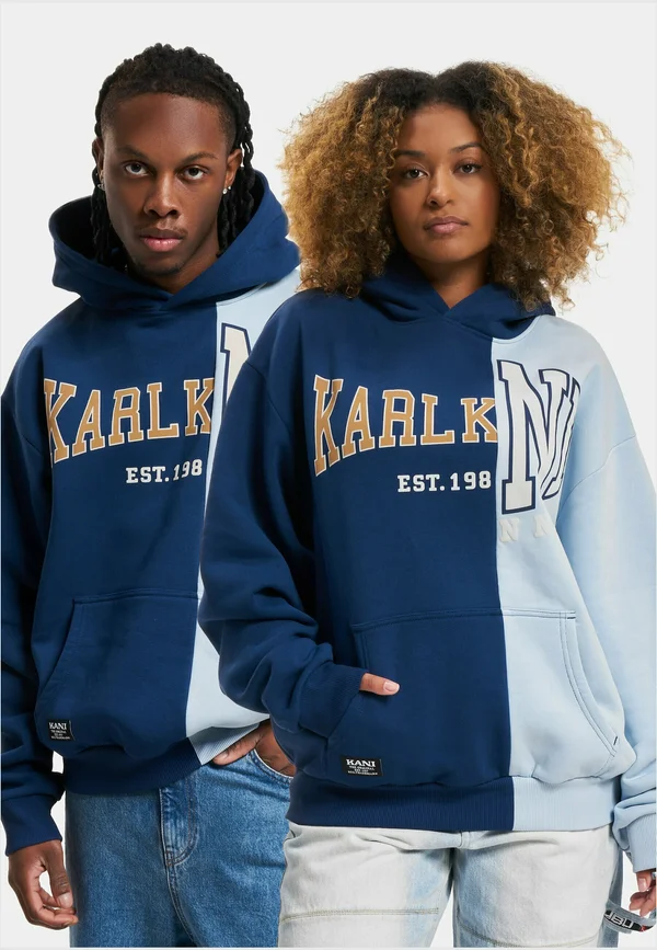 WOVEN RETRO SPLIT OS - Kapuzenpullover - navy light blue