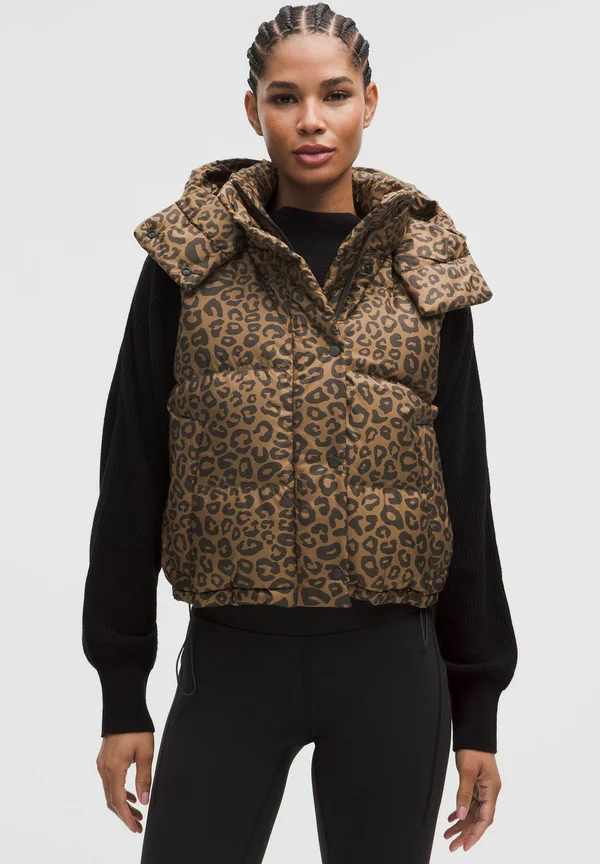WUNDER PUFF CROPPED VEST - Weste - leopardo shift desert khaki multi