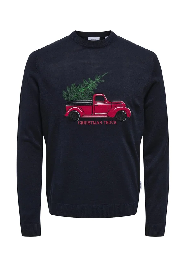 XMAS APLICATION R-NECK - Strickpullover - dunkelblau