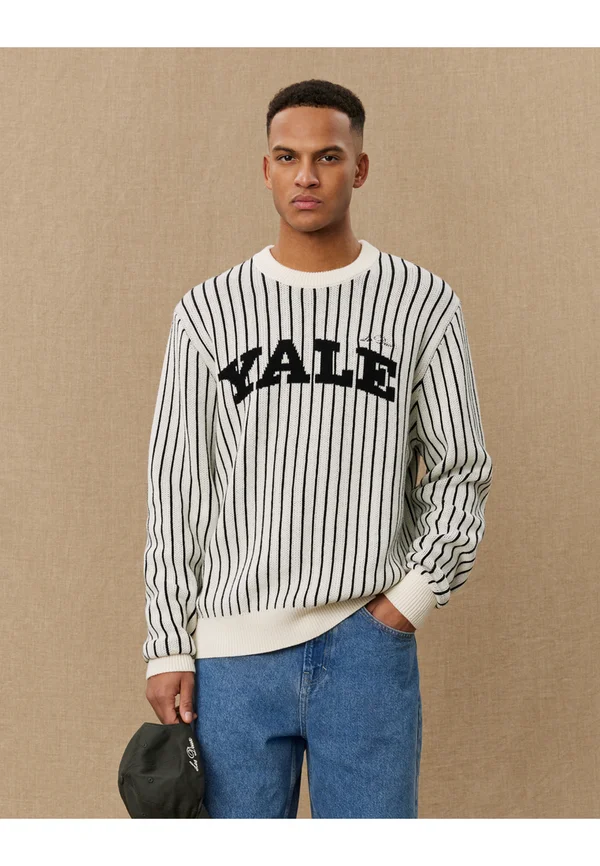 YALE PINSTRIPE ROUND NECK UNISEX - Strickpullover - ivory/black