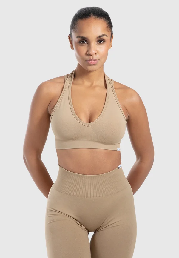 YARA SEAMLESS NECKHOLDER - Sport-BH mit leichter Stützkraft - hellbraun