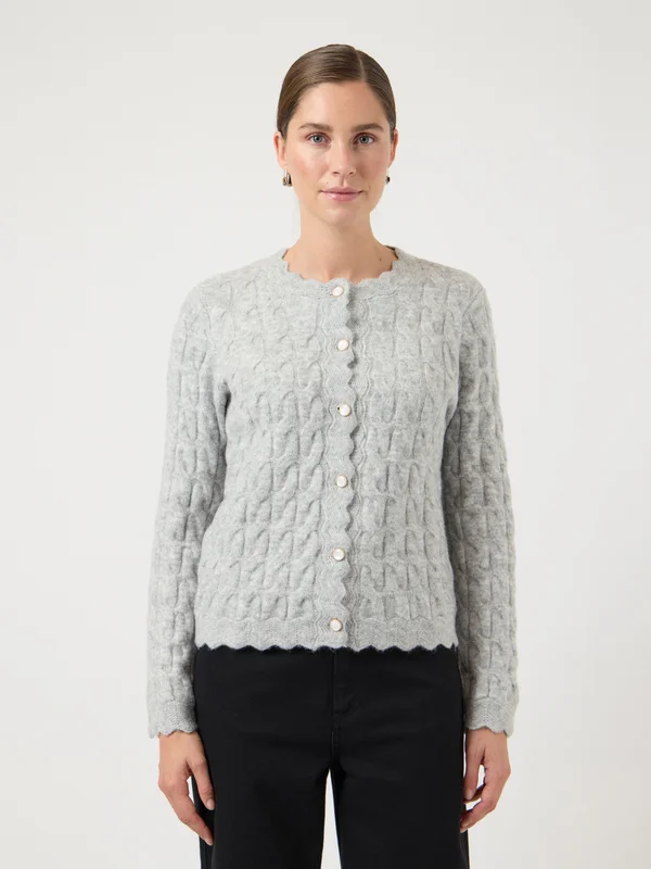 YASBUBERA CARDIGAN - Strickjacke - light grey melange