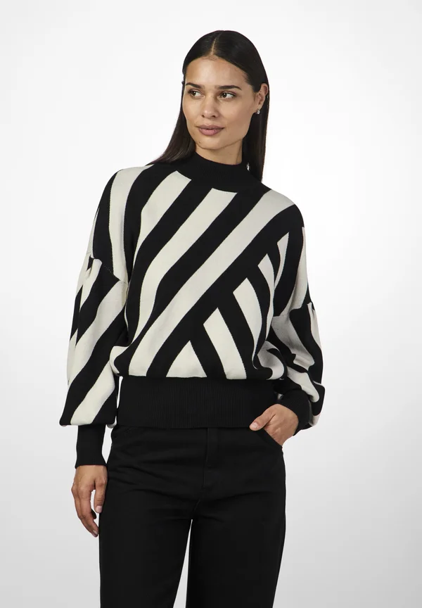 YASFONNY STRIPE - Strickpullover - black/birch