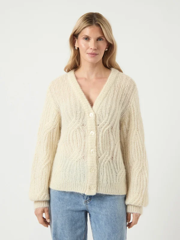 YASZUMA WOOL BLEND KNIT CARDIGAN  - Strickjacke - birch