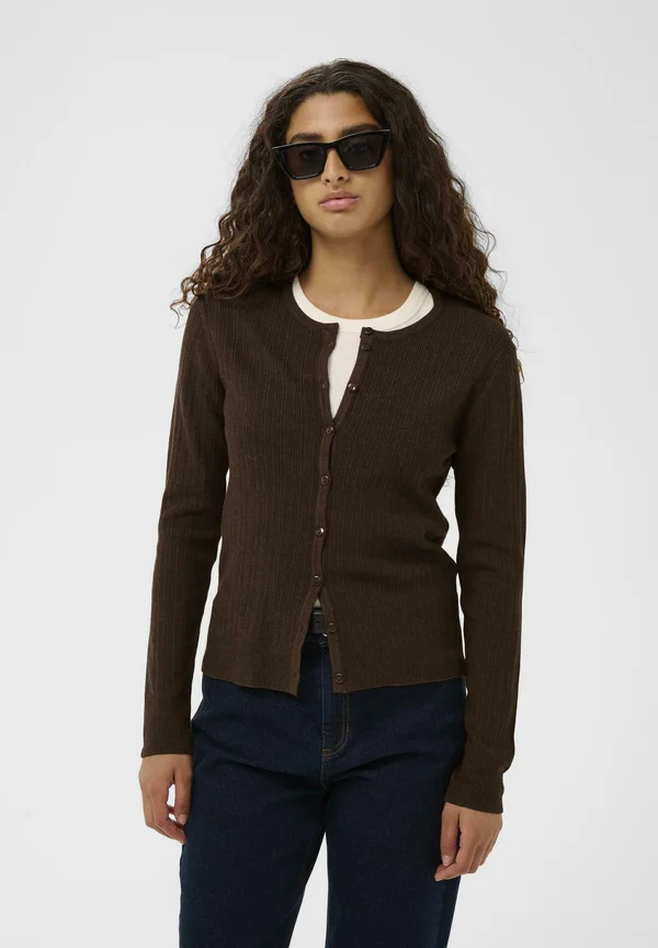 YENAHIW CARDIGAN - Strickjacke - coffee brown melange
