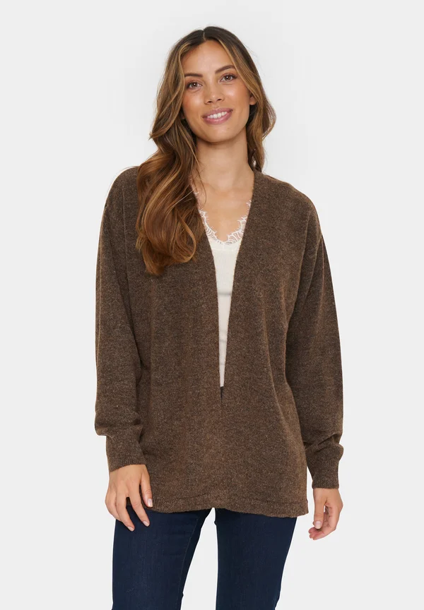 ZANETT OPEN - Strickjacke - major brown melange