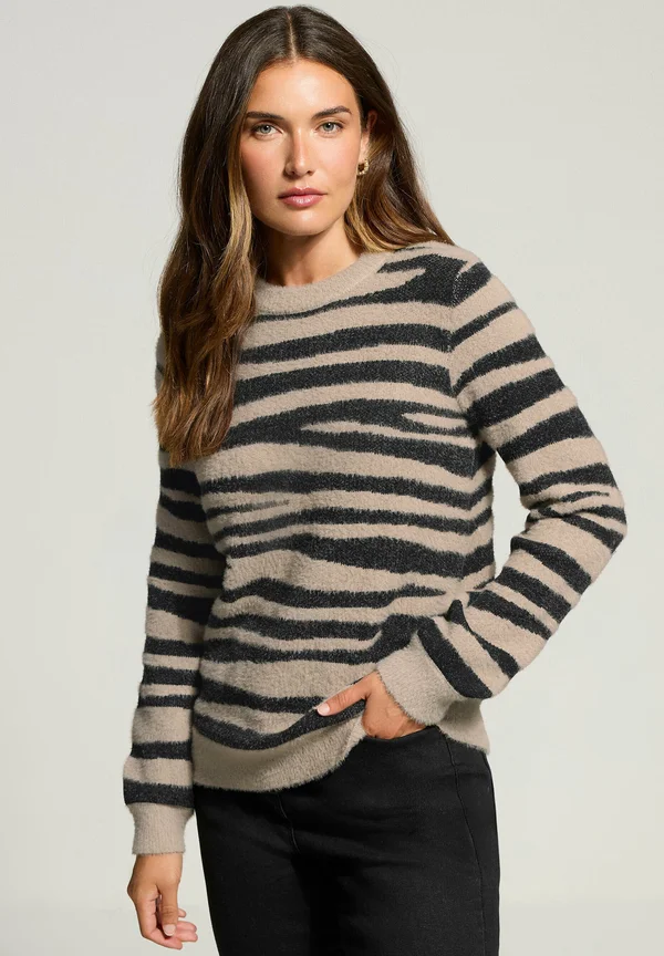 ZEBRA PRINT - Strickpullover - medium beige
