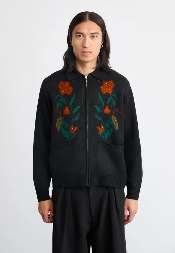 ZIP CARDIGAN - Strickjacke - black