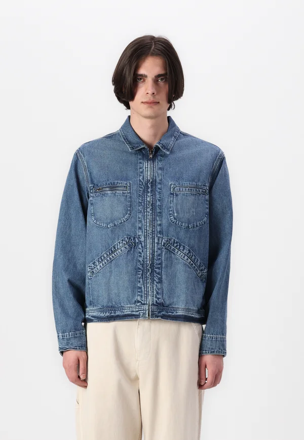 ZIP FRONT SHIRT  - Jeansjacke - medium indigo