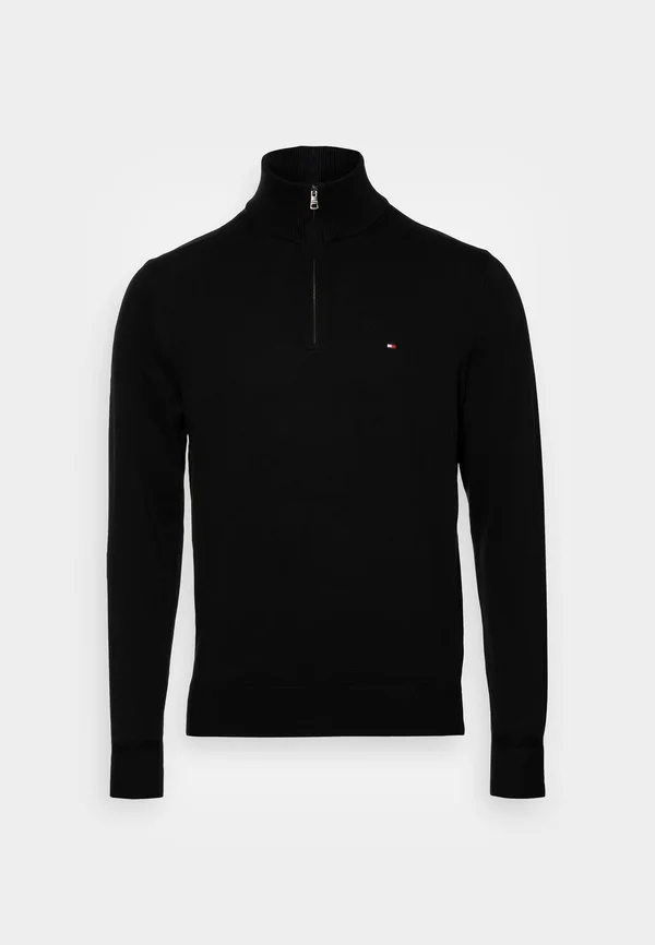 ZIP MOCK - Strickpullover - schwarz