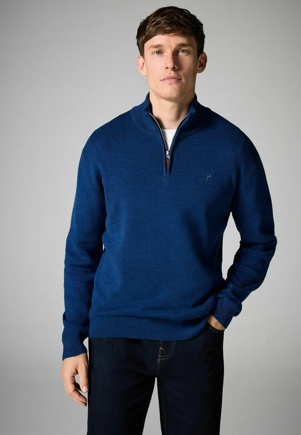 ZIP NECK REGULAR FIT - Strickpullover - blue stag