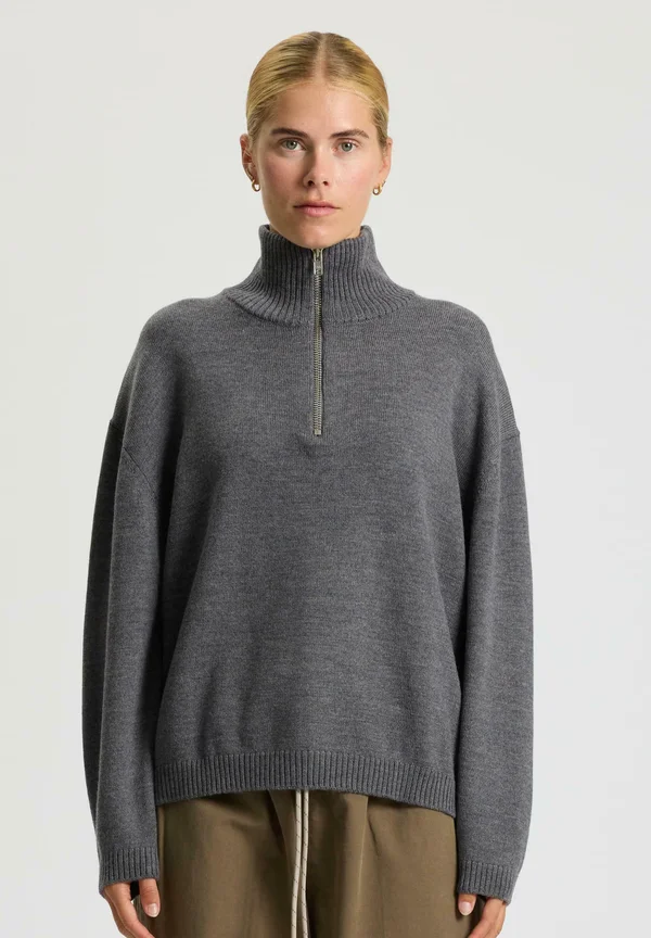 ZIP OSLO - Strickpullover - dark grey melange