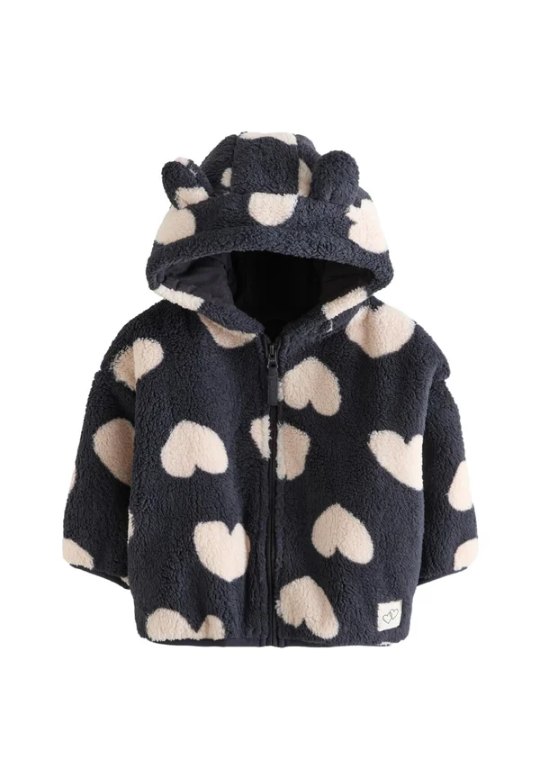 ZIP THROUGH - Fleecejacke - black heart print