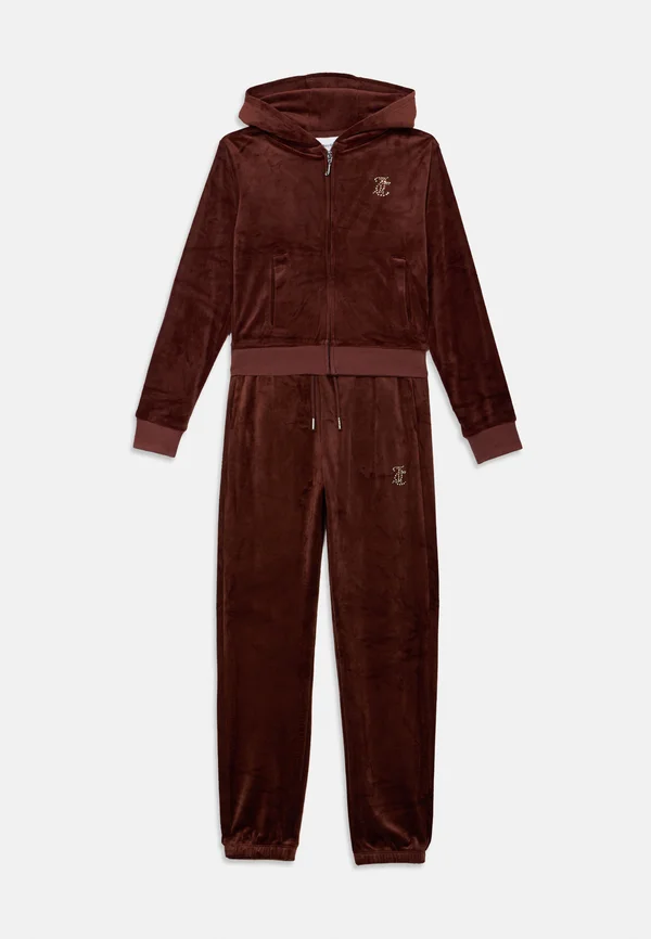 ZIP THRU HOOD RELAXED JOG SET - Jogginghose - bitter chocolate