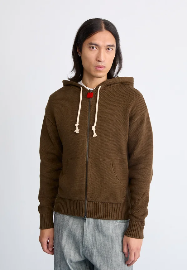 ZIP UP HOODIE - Strickjacke - acid brown