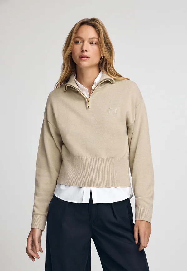 ZIPPER KUJES PLAIN - Strickpullover - beige