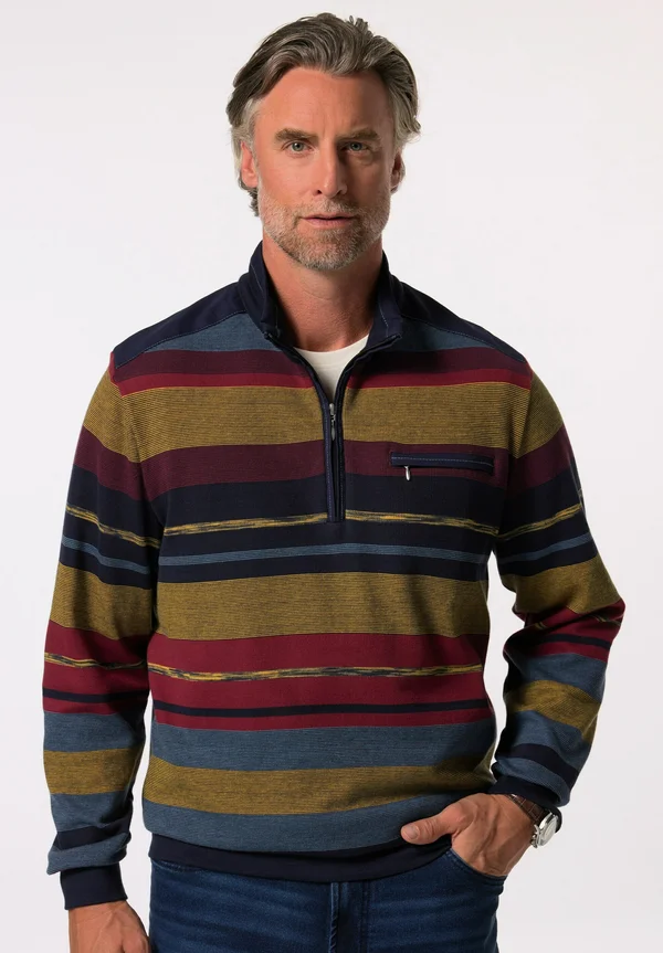 ZIPPKRAGEN BRUSTTASCHE - Strickpullover - navy blue