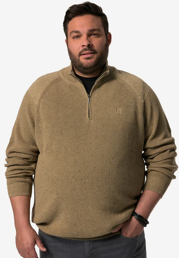 ZIPPKRAGEN - Strickpullover - sandstone