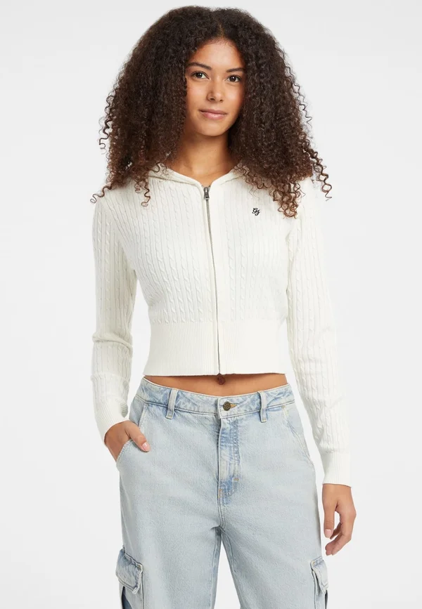 ZOPF-MIT KAPUZE - Strickjacke - creme
