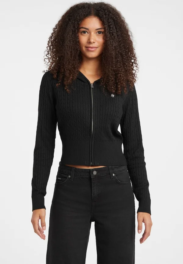 ZOPF-MIT KAPUZE - Strickjacke - schwarz