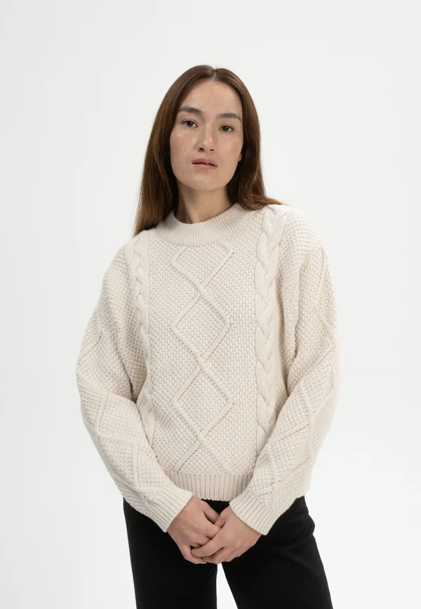 ZOPFMUSTER  SAMAIRA
 - Strickpullover - cream melange